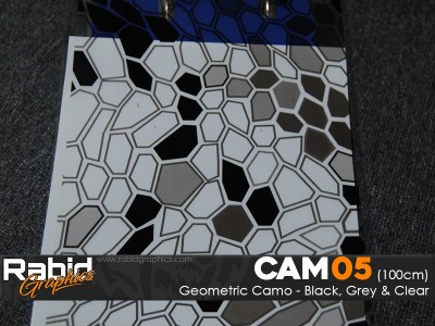 Geometric Camo - Black, Grey & Clear (100cm)