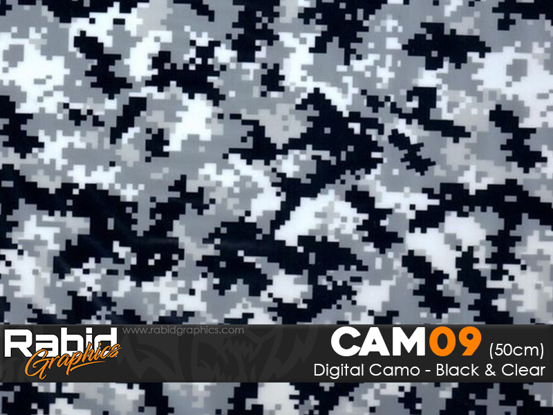 Digital Camo - Black & Clear (50cm)