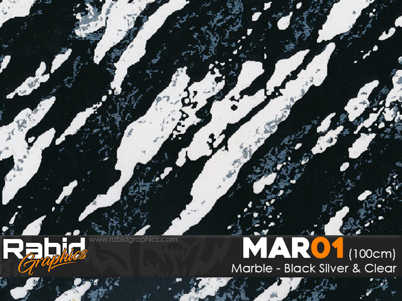 Marble - Black, Clear & Silver (100cm)