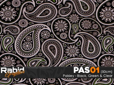 Paisley - Black, Green & Clear (50cm)