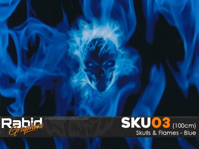 Skulls & Flames - Blue (100cm)