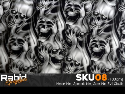 Hear No, Speak No, See No Evil Skulls (100cm)