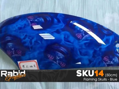 Flaming Skulls - Blue (50cm)