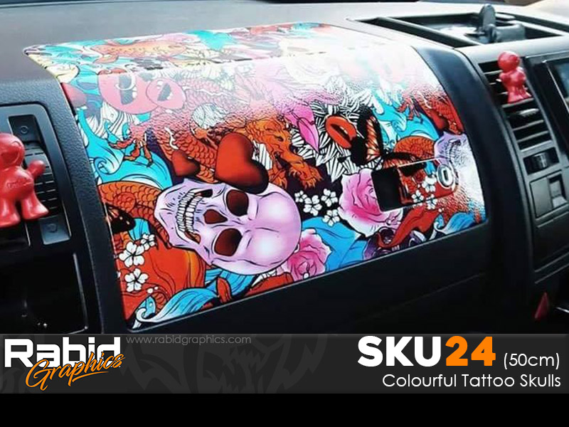 Colourful Tattoo Skulls (50cm)